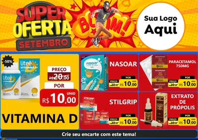 Modelo de Encarte para Encarte A4 Horizontal com o tema Super Oferta Setembro para Farmácia