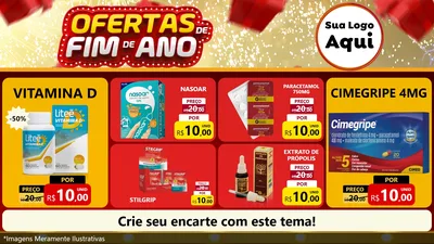 Modelo de TV para TV Horizontal com o tema Ofertas de Fim de Ano para Farmácia