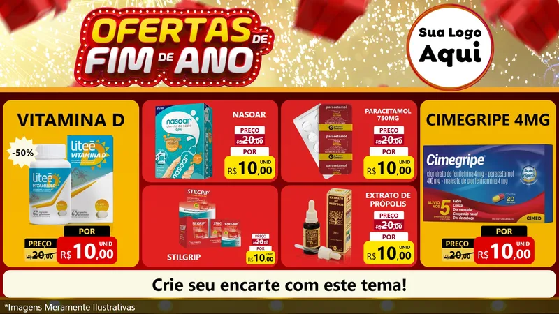 Modelo de TV para TV Horizontal com o tema Ofertas de Fim de Ano para Farmácia