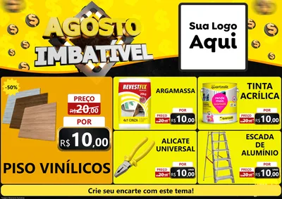 Modelo de Encarte para Encarte A4 Horizontal com o tema Agosto Imbatível para Material para Construção