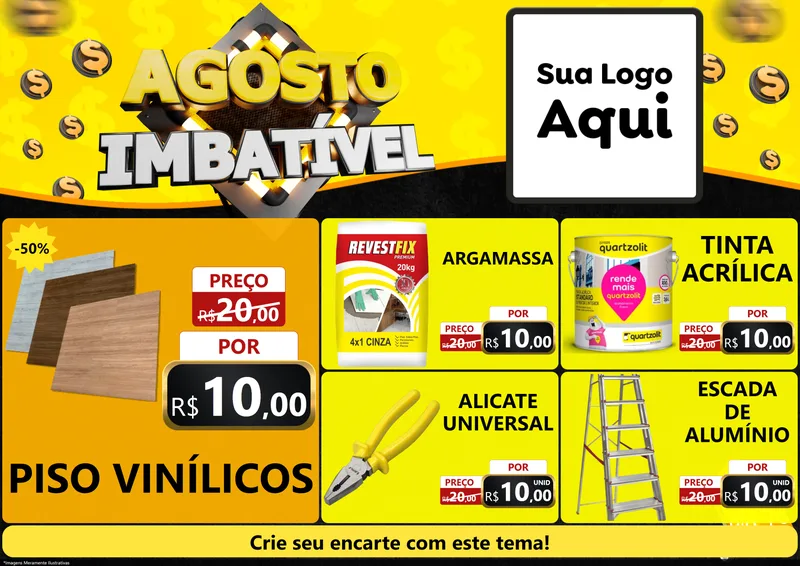Modelo de Encarte para Encarte A4 Horizontal com o tema Agosto Imbatível para Material para Construção
