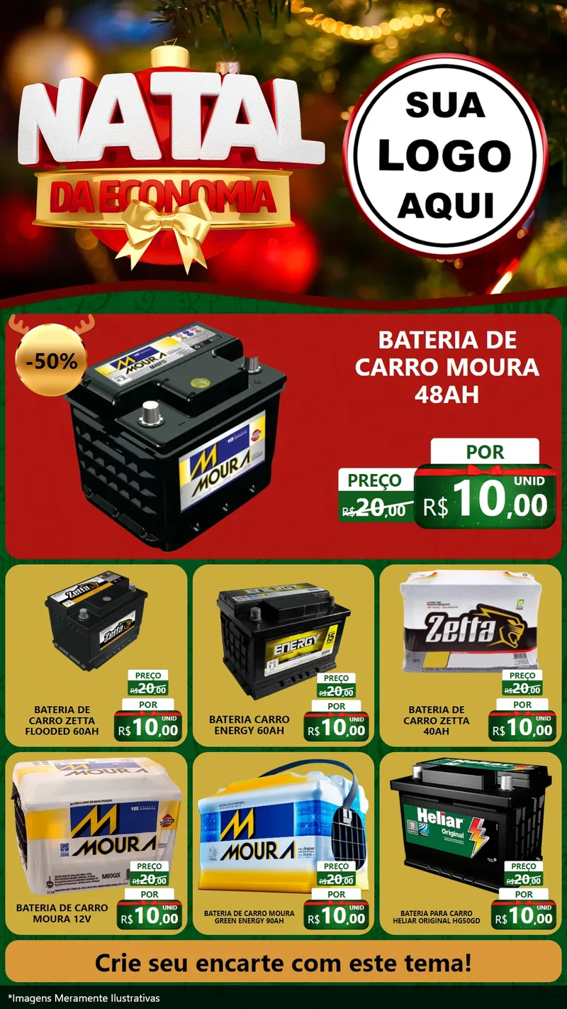 Modelo de Rede Social para Stories com o tema Natal da Economia para Baterias Elétricas