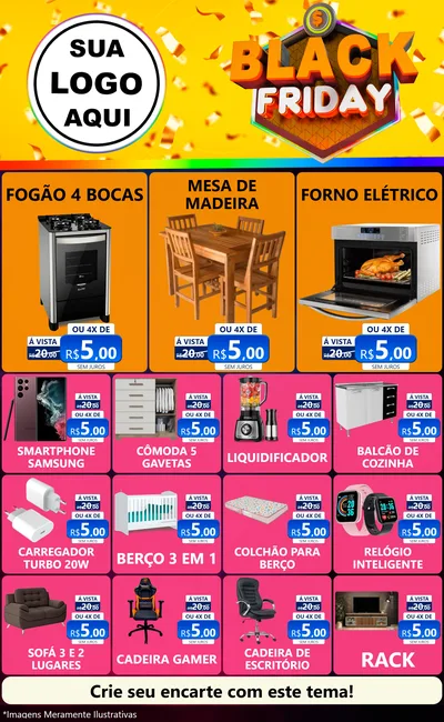 Modelo de Encarte para Encarte Grande com o tema Black Friday para Móveis e Eletro