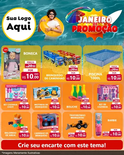 Modelo de Rede Social para Feed Instagram com o tema Janeiro de Promoção para Brinquedos
