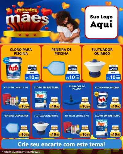 Modelo de Rede Social para Feed Instagram com o tema Mês das Mães para Produtos para Piscina