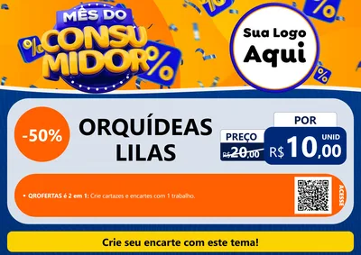 Modelo de Cartaz para Cartaz A4 Horizontal com o tema Mês do Consumidor para Floricultura e jardim