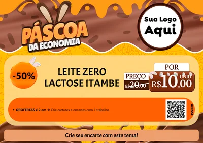Modelo de Cartaz para Cartaz A4 Horizontal com o tema Páscoa da Economia para Frios e Laticínios