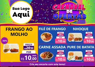 Modelo de Encarte para Encarte A4 Horizontal com o tema Carnaval de Ofertas para Restaurante