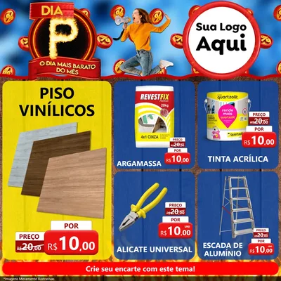 Modelo de Rede Social para Feed Facebook com o tema Dia P - O Dia Mais Barato Do Mês para Material para Construção