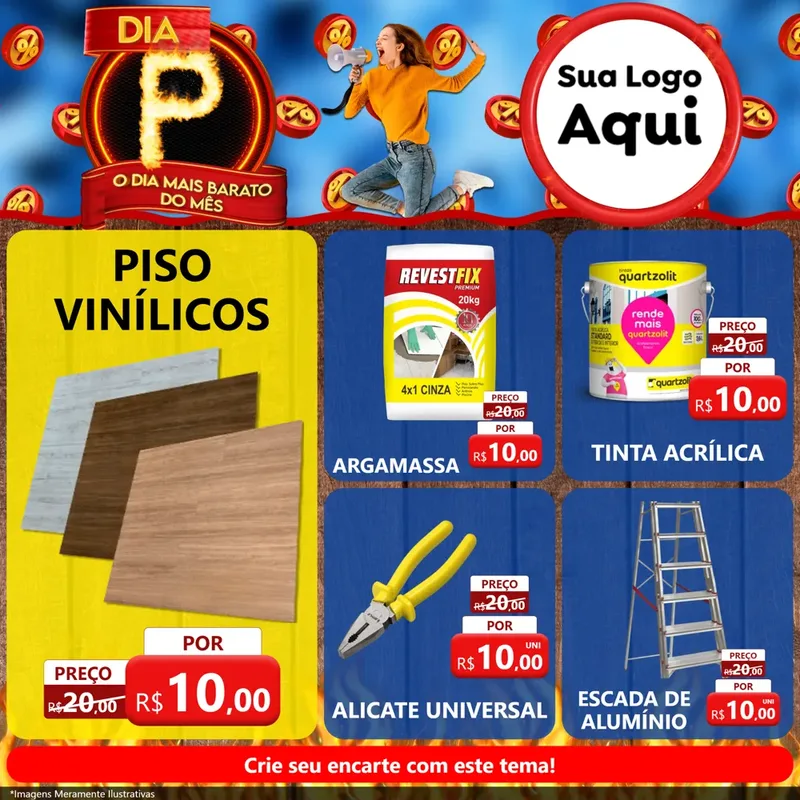 Modelo de Rede Social para Feed Facebook com o tema Dia P - O Dia Mais Barato Do Mês para Material para Construção