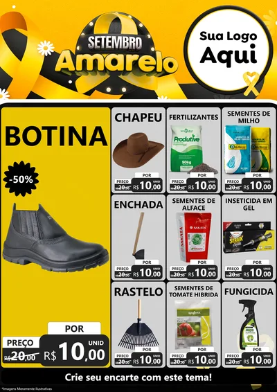 Modelo de Encarte para Encarte A4 Vertical com o tema Setembro Amarelo para Agropecuária