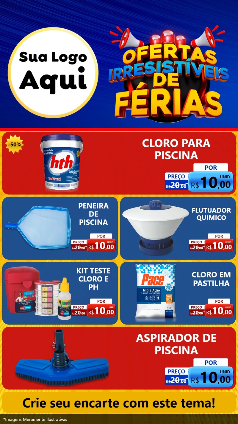 Modelo de TV para TV Vertical com o tema Ofertas Irresistíveis de Férias para Produtos para Piscina