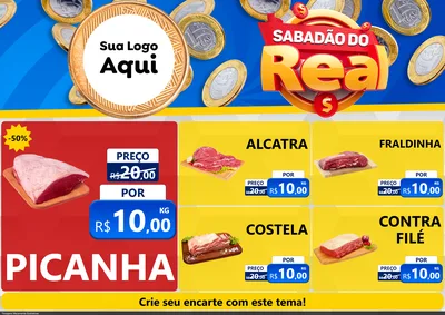 Modelo de Encarte para Encarte A4 Horizontal com o tema Sabadão do Real para Açougue