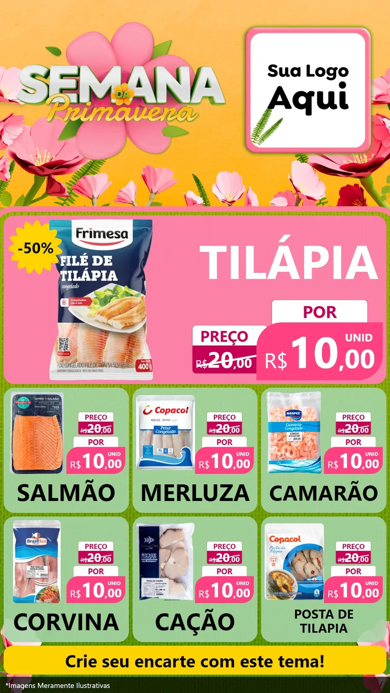Modelo de Rede Social para Stories com o tema Semana da Primavera para Peixaria