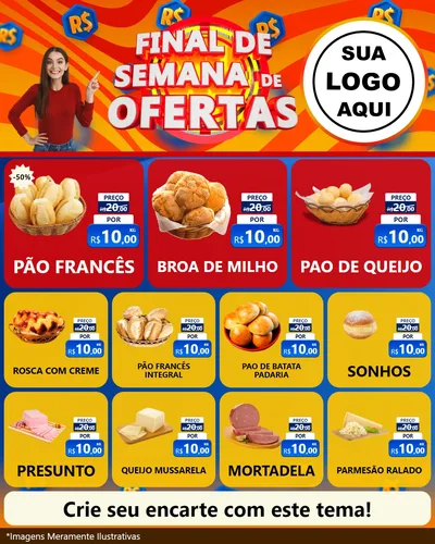 Modelo de Rede Social para Feed Instagram com o tema Final de Semana de Ofertas para Padaria