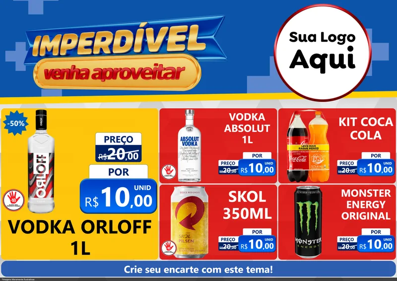 Modelo de Encarte para Encarte A4 Horizontal com o tema Imperdível para Distribuidora de bebidas