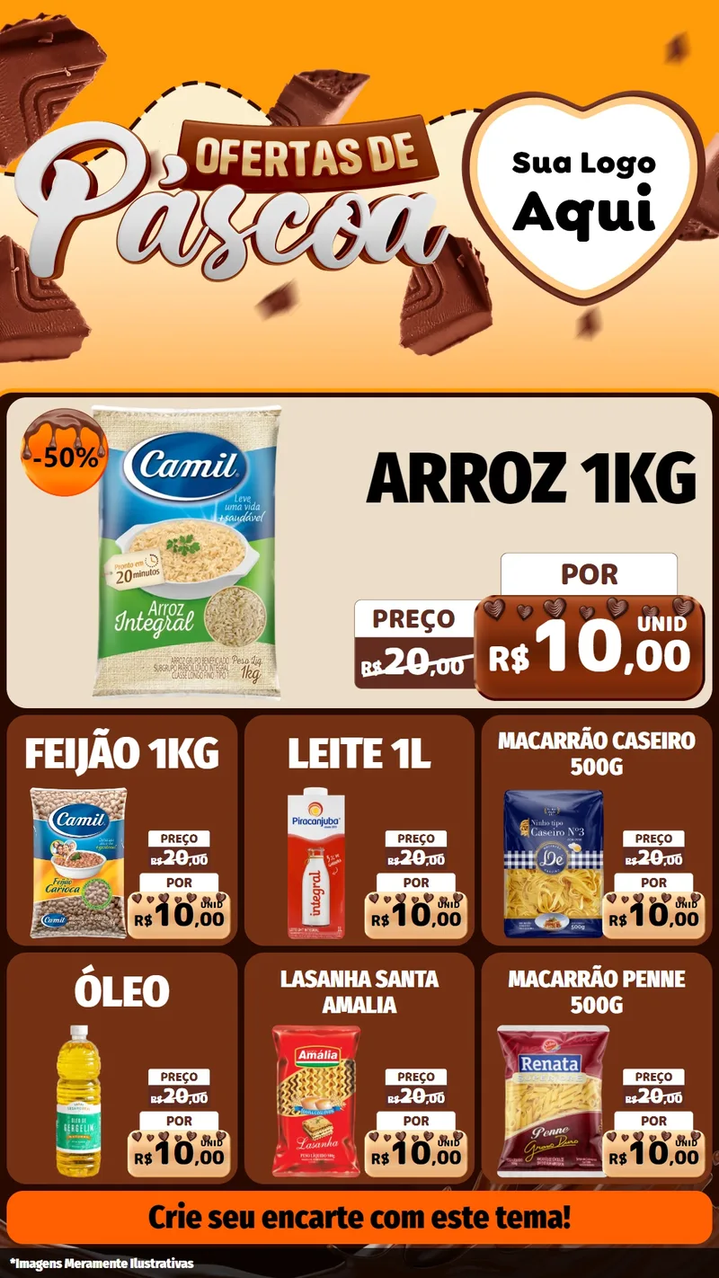 Modelo de Rede Social para Stories com o tema Ofertas de Páscoa para Supermercado