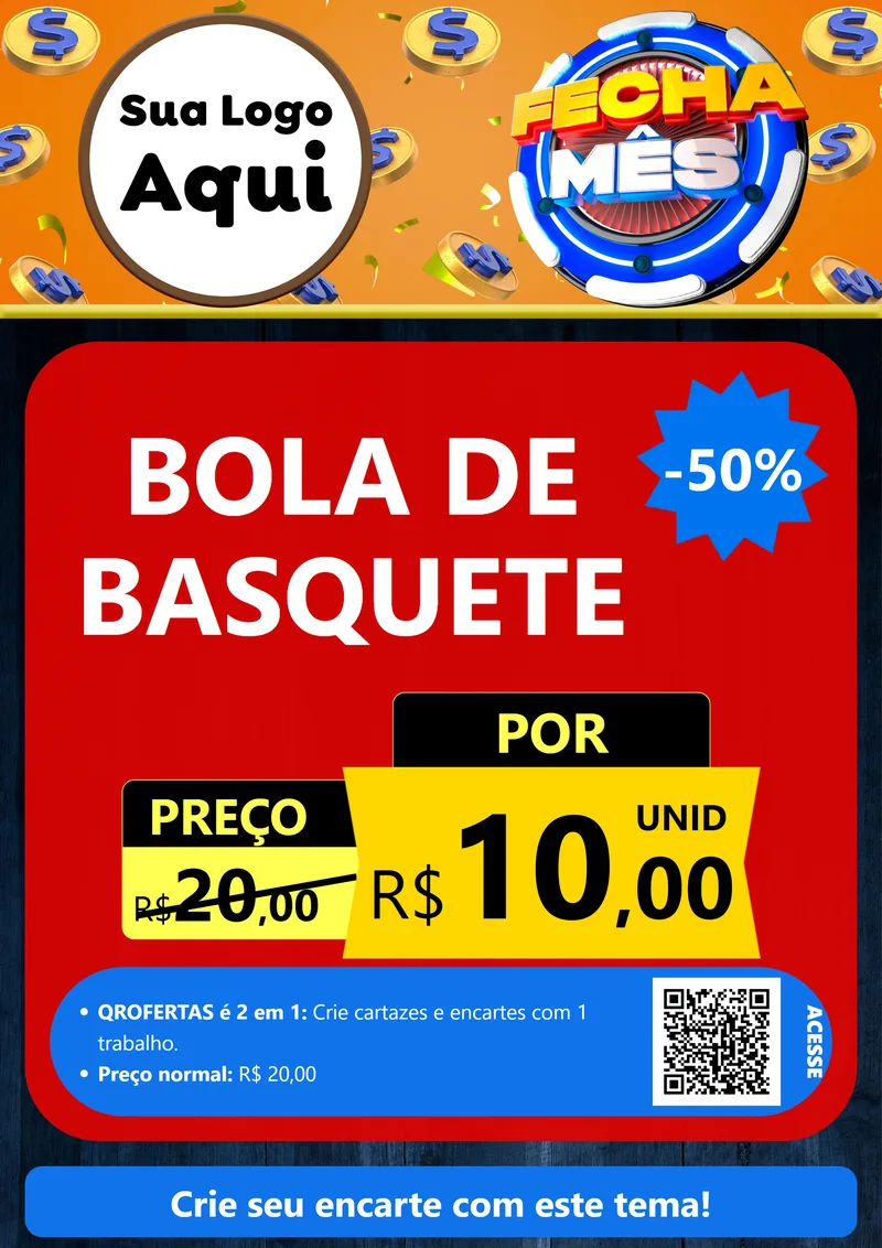 Modelo de Cartaz para Cartaz A4 Vertical com o tema Fecha Mês para Artigos Esportivos