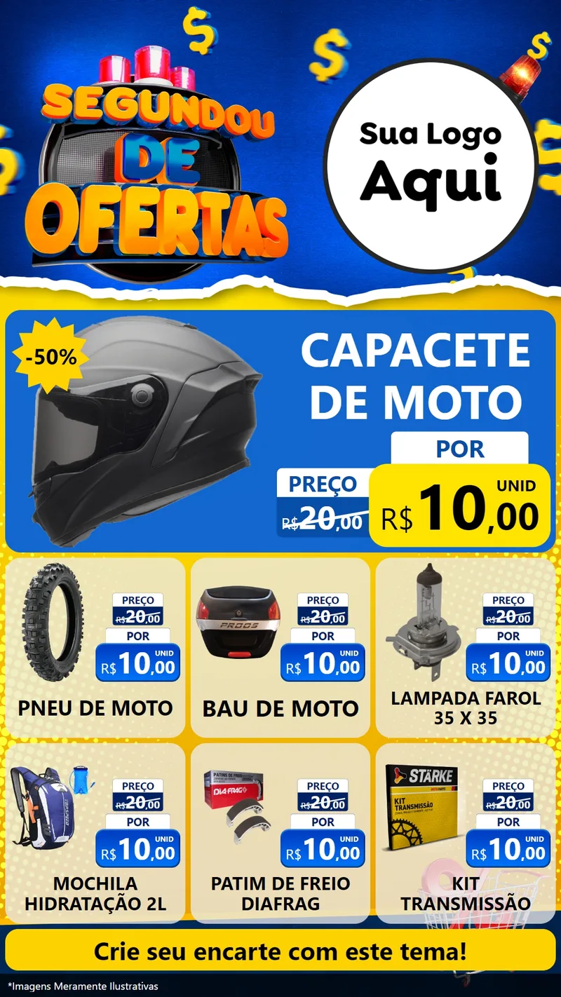 Modelo de Rede Social para Stories com o tema Segundou de Ofertas para Moto peças