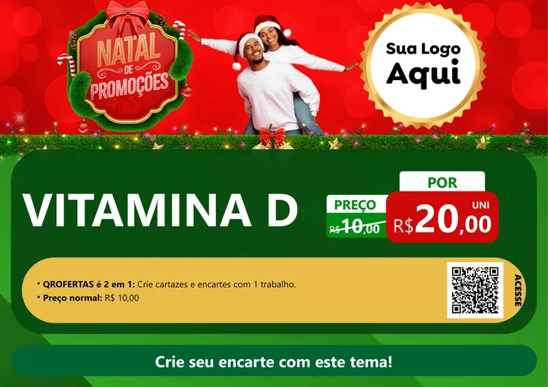 Modelo de Cartaz para Cartaz A4 Horizontal com o tema Natal de Promoções para Farmácia