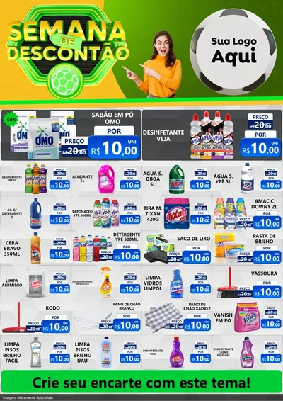 Modelo de Encarte para Encarte A4 Vertical com o tema Semana de Descontão - Copa para Produtos de Limpeza
