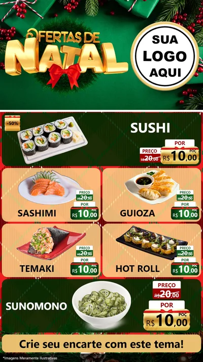 Modelo de TV para TV Vertical com o tema Ofertas de Natal para Comida japonesa