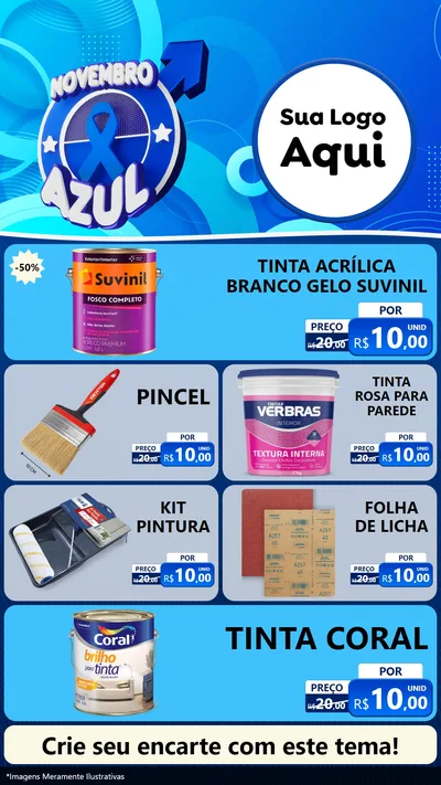 Modelo de TV para TV Vertical com o tema Novembro Azul para Tintas e Ferramentas