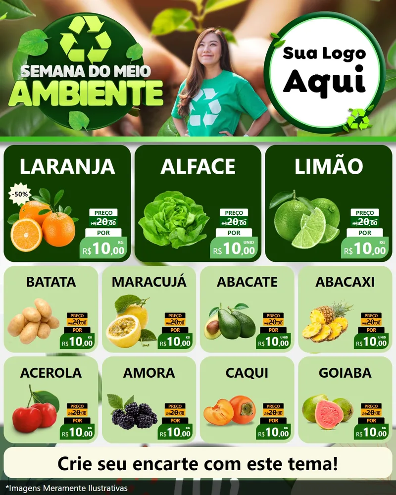 Modelo de Rede Social para Feed Instagram com o tema Semana do Meio Ambiente para Hortifrúti