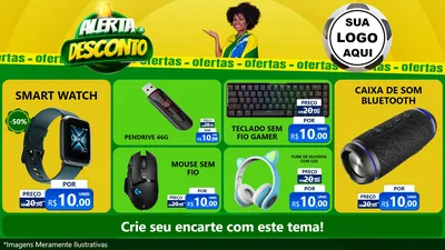 Modelo de TV para TV Horizontal com o tema Alerta de Desconto para Informática