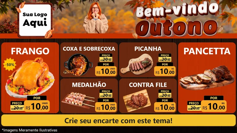 Modelo de TV para TV Horizontal com o tema Bem-vindo Outono para Assados