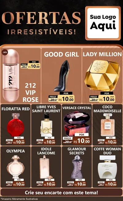 Modelo de Encarte para Encarte Grande com o tema Ofertas Irresistíveis! para Perfumes