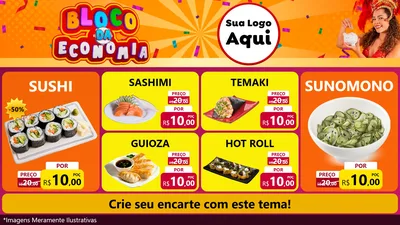 Modelo de TV para TV Horizontal com o tema Bloco da Economia para Comida japonesa