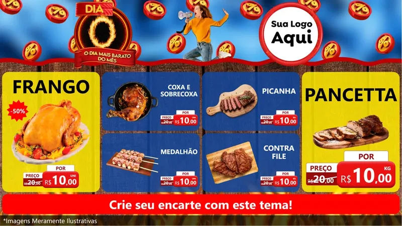 Modelo de TV para TV Horizontal com o tema Dia O - O Dia Mais Barato Do Mês para Assados