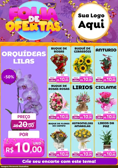Modelo de Encarte para Encarte A4 Vertical com o tema Folia de Ofertas para Floricultura e jardim