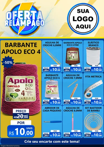 Modelo de Encarte para Encarte A4 Vertical com o tema Oferta Relâmpago para Armarinho e Aviamentos
