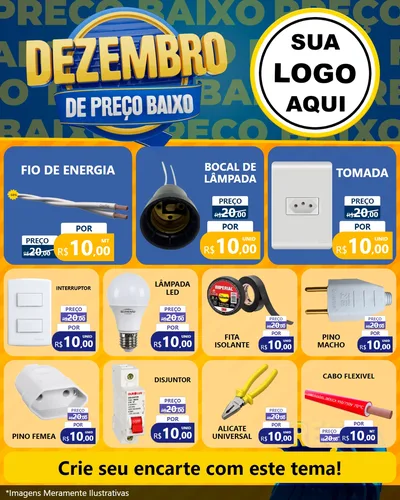 Modelo de Rede Social para Feed Instagram com o tema Dezembro de Preço Baixo para Materiais Elétricos