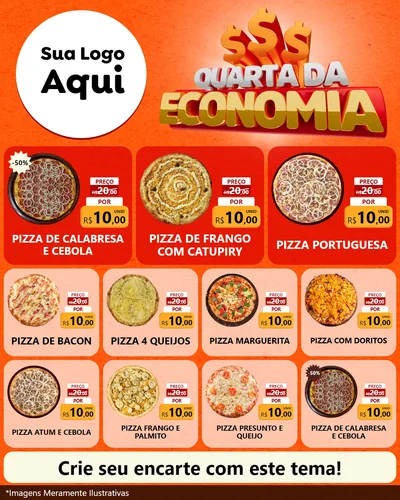 Modelo de Rede Social para Feed Instagram com o tema Quarta da Economia para Pizzaria