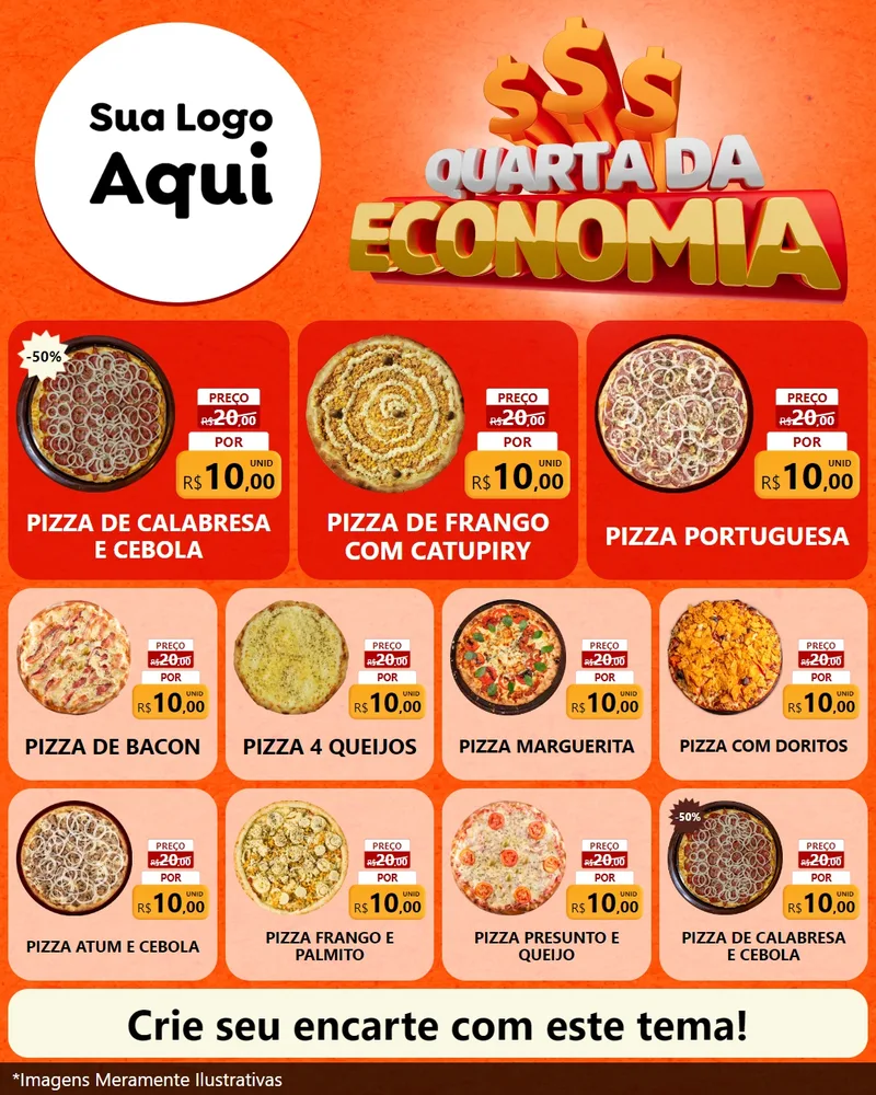 Modelo de Rede Social para Feed Instagram com o tema Quarta da Economia para Pizzaria