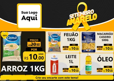 Modelo de Encarte para Encarte A4 Horizontal com o tema Setembro Amarelo para Supermercado