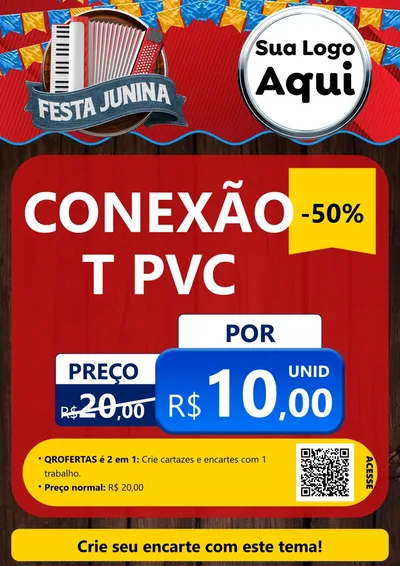 Modelo de Cartaz para Cartaz A4 Vertical com o tema Festa Junina para Tubos e conexões