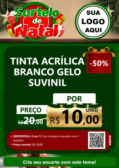 Modelo de Cartaz para Cartaz A4 Vertical com o tema Sorteio de Natal para Tintas e Ferramentas