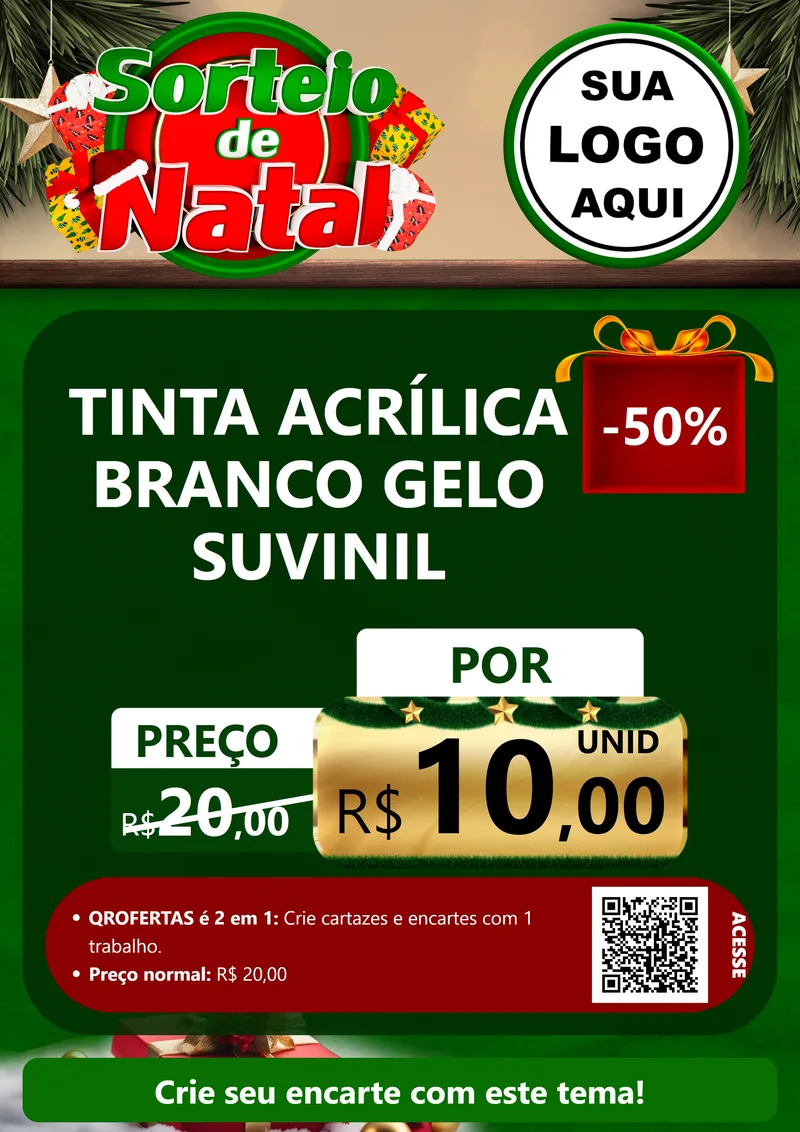 Modelo de Cartaz para Cartaz A4 Vertical com o tema Sorteio de Natal para Tintas e Ferramentas