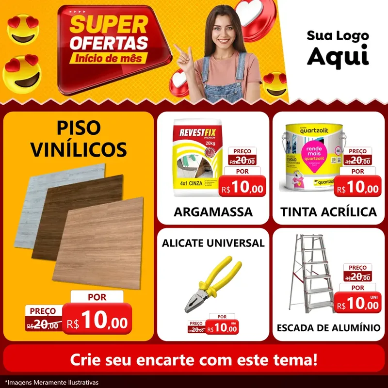 Modelo de Rede Social para Feed Facebook com o tema Super Ofertas Inicio De mês para Material para Construção