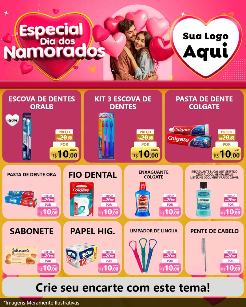 Modelo de Rede Social para Feed Instagram com o tema Especial Dia dos Namorados para Higiene Pessoal