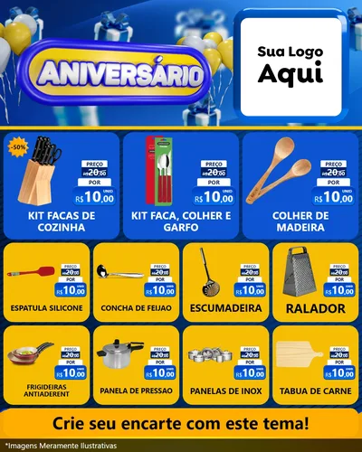 Modelo de Rede Social para Feed Instagram com o tema Aniversário para Utilidades Domésticas