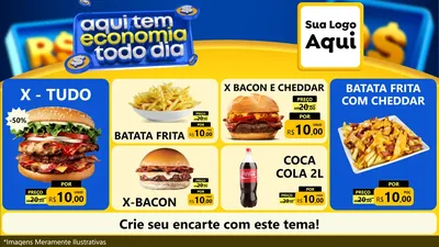 Modelo de TV para TV Horizontal com o tema Aqui Tem Economia Todo Dia para Hamburgueria