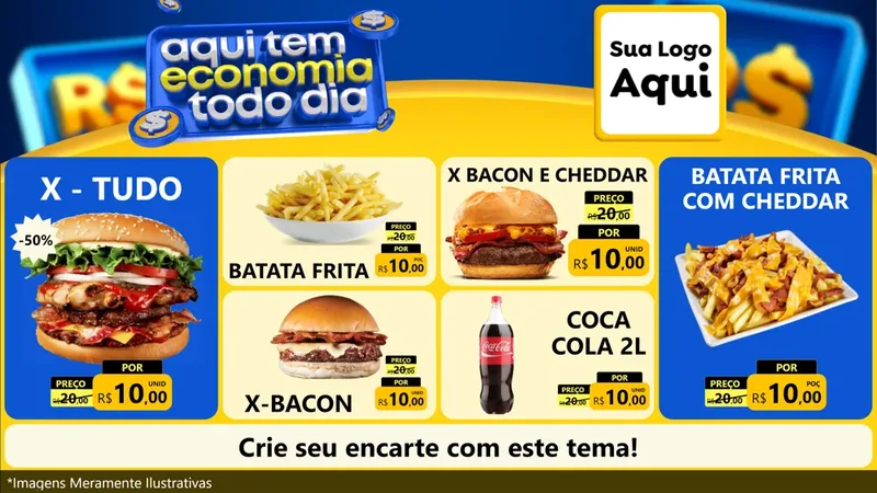 Modelo de TV para TV Horizontal com o tema Aqui Tem Economia Todo Dia para Hamburgueria