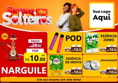 Modelo de Encarte para Encarte A4 Horizontal com o tema Semana dos Solteiros para Tabacaria
