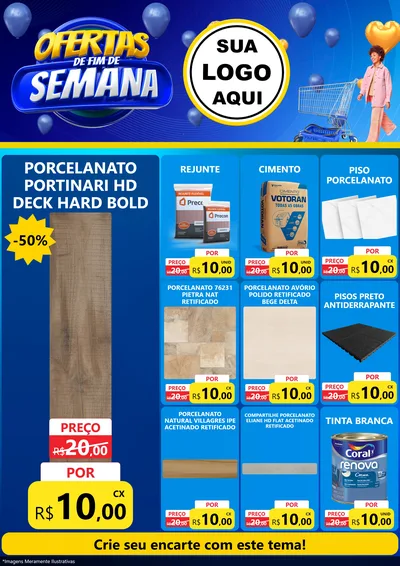 Modelo de Encarte para Encarte A4 Vertical com o tema Ofertas de Fim de Semana para Pisos e revestimentos