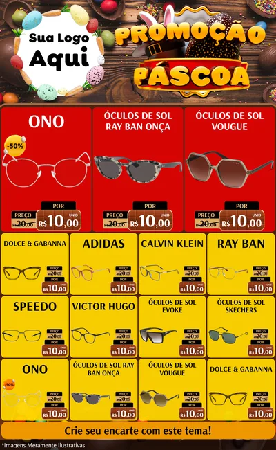 Modelo de Encarte para Encarte Grande com o tema Promoção Páscoa para Óticas